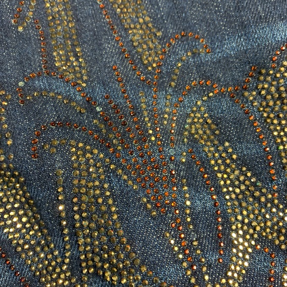 Christian Audigier Denim Jeans 36X34 Skull Back Logo Rhinestones Embroidery - Picture 13 of 16